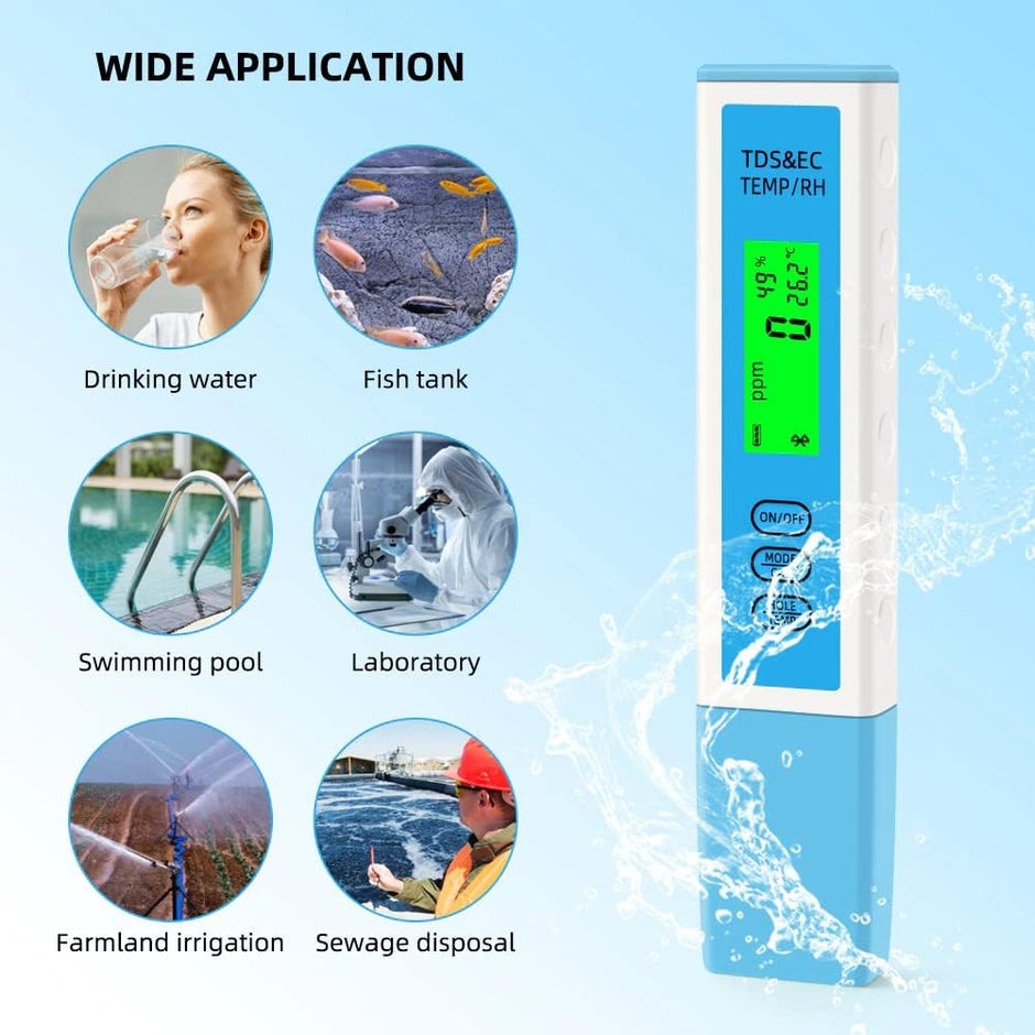 Bluetooth TDS Meter for Water Testing, 4 in 1- TDS, EC, RH, Temperature Meter-with App Monitoring amiciKart c0tmiz-hs.myshopify.com