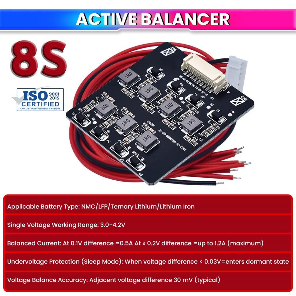 8S Active Balancer Inductive Board for High Precision Smart Cell Voltage Equalizer LiFePO4 Lithium-ion LTO Battery Packs (1.2A) amiciKart