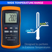 2-Channel K-Type Thermocouple Thermometer, -200°C to 1370°C, High Precision Handheld Temp Meter with 4×AAA Batteries