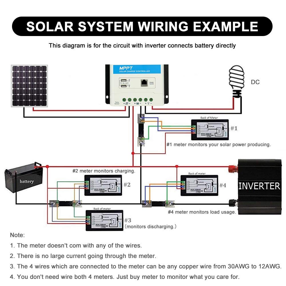 DC 4-in-1 Energy Meter, 6.5–100V 100A (10kW) Power Meter with Digital Display & Blue Backlight amiciKart