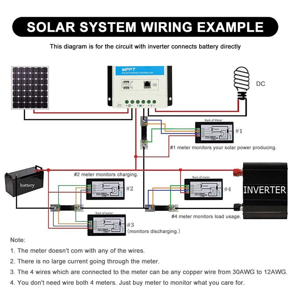 DC 4-in-1 Energy Meter, 6.5–100V 100A (10kW) Power Meter with Digital Display & Blue Backlight amiciKart