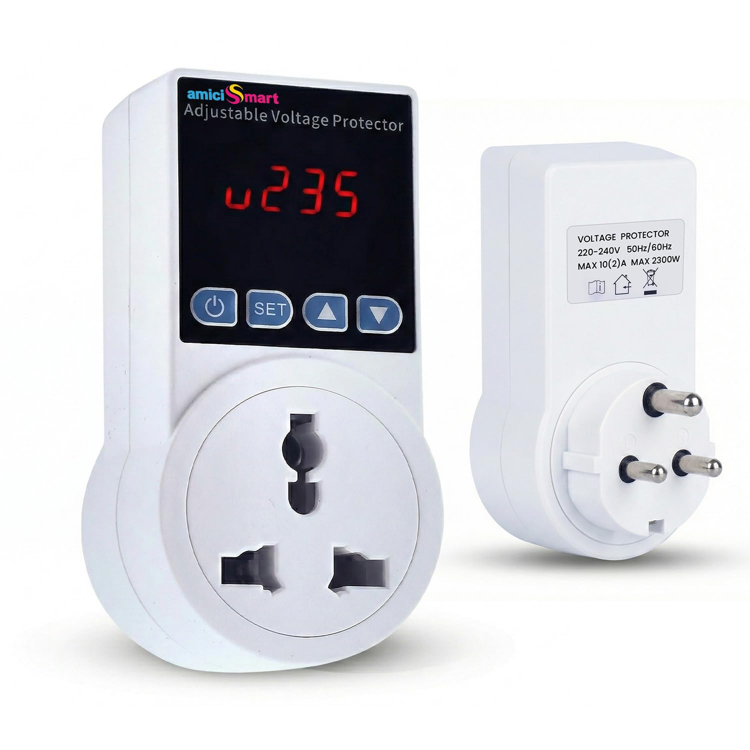 Socket Voltage Protector 10A Load Capacity with 6A Plug Over & Under Voltage Protection with LED Display