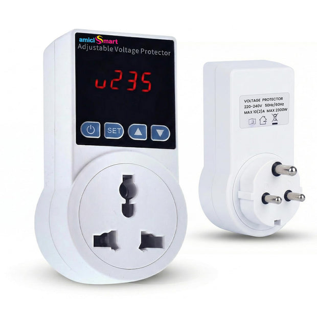 Socket Voltage Protector 10A Load Capacity with 6A Plug Over & Under Voltage Protection with LED Display