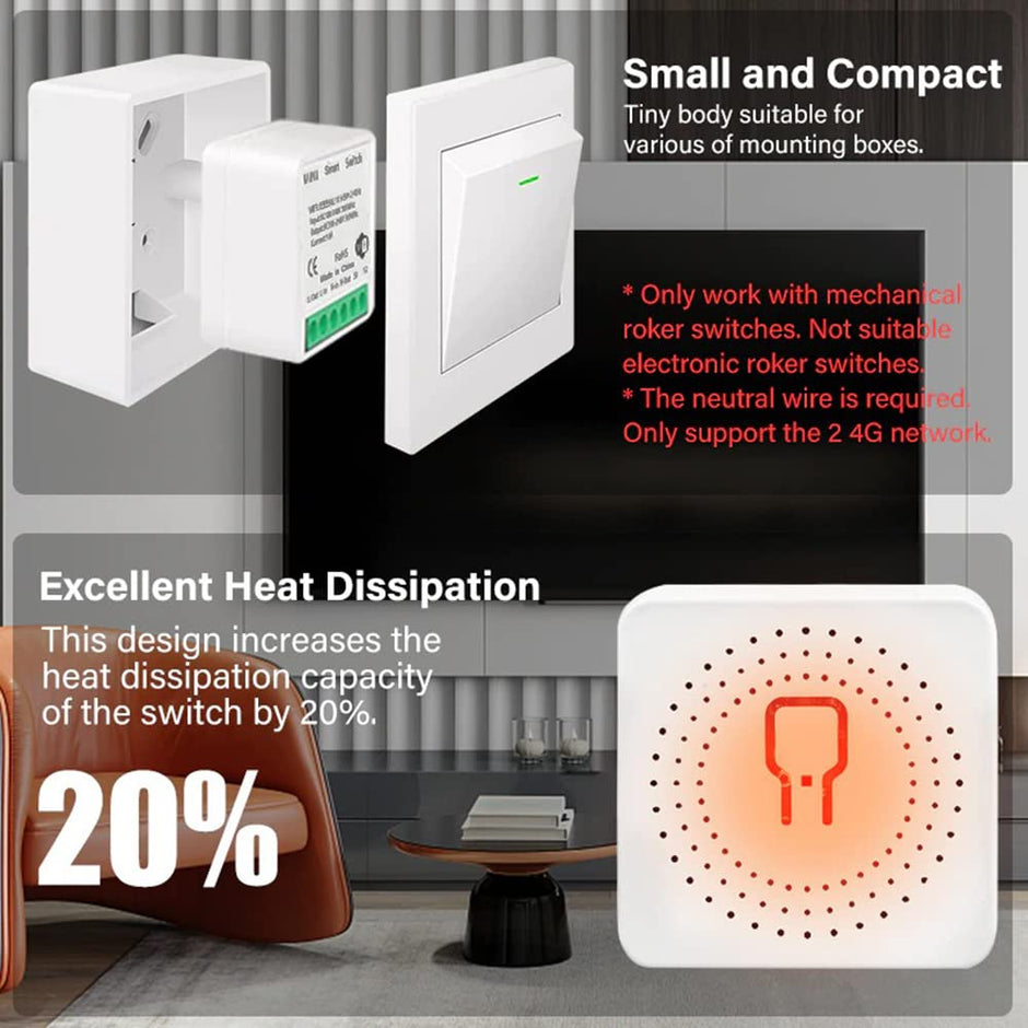 16A WiFi Smart Timer Switch | 2-Way Control | Works with Alexa, Google & Smart Life App amiciKart
