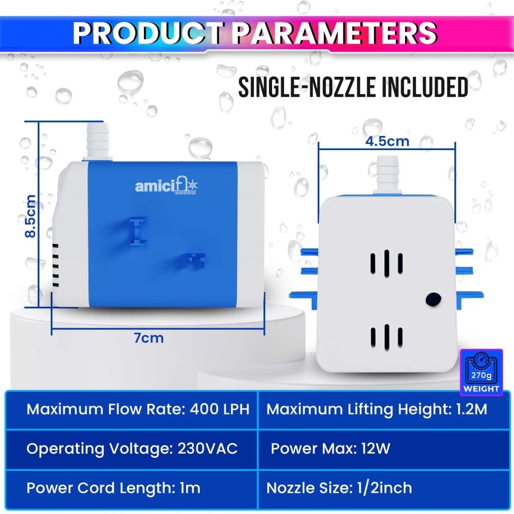 Submersible Water Pump with High Flow Rate Heavy Duty with 1/2-Inch Nozzle & 1M Durable Copper Cord (12W) amiciKart c0tmiz-hs.myshopify.com