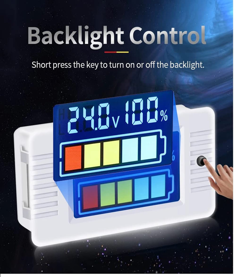 0-100V DC Battery Capacity Indicator Voltmeter with Color LCD Display