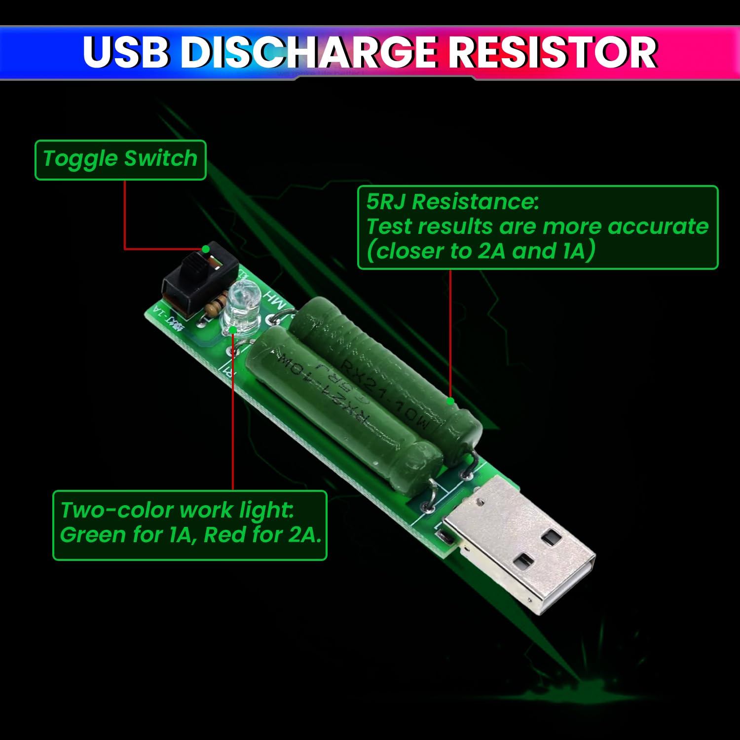 USB Mini Load Resistor – 1A/2A Switchable, LED Indicator, Heat Dissipation Design amiciKart c0tmiz-hs.myshopify.com
