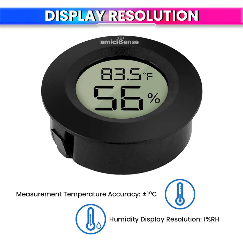 Mini Thermometer Hygrometer – Back Sensor Temp & Humidity Monitor for Home, Car & Office