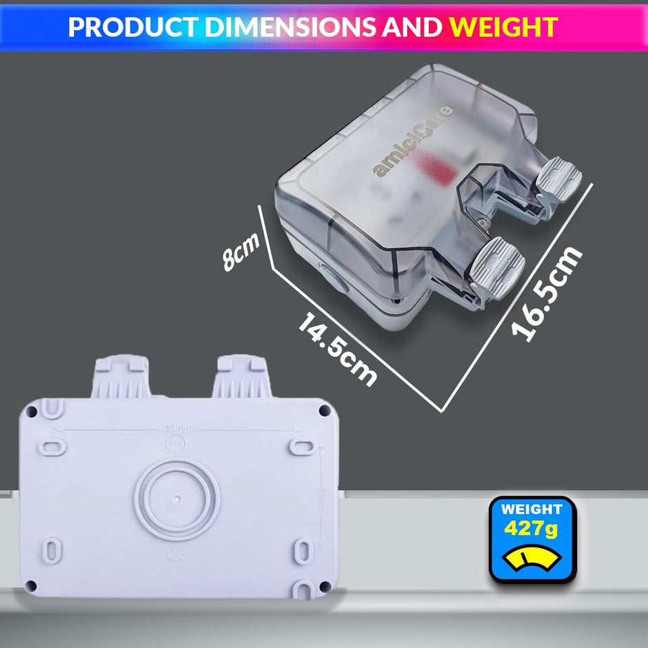 Waterproof Outdoor Power Socket, 6/16Amp Switch Socket with Lockable Cover & Dual Outlets, Wi-Fi socket amiciKart c0tmiz-hs.myshopify.com