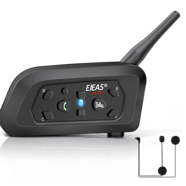 EJEAS V6 Pro Helmet Intercom Connect For Motorcycle Bluetooth On Ear Headphones Connect Up to 6 Riders