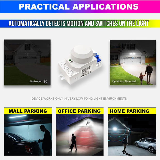 amiciSense 360? Microwave Motion cum Light Sensor, Automatic On/Off Switch with Radar and Photocell Sensor, 12~24 VDC