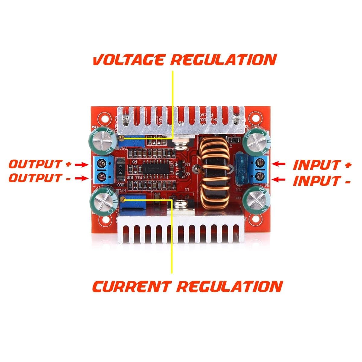 amiciSmart 400W DC-DC 15A Step-up Boost Converter 8.5-50V to 10-60V Adjustable Power Supply Module