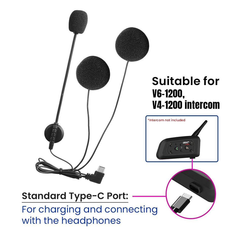 Ejeas Headphone with Mic for V6 and V6 pro Bluetooth Intercom Only amiciKart c0tmiz-hs.myshopify.com
