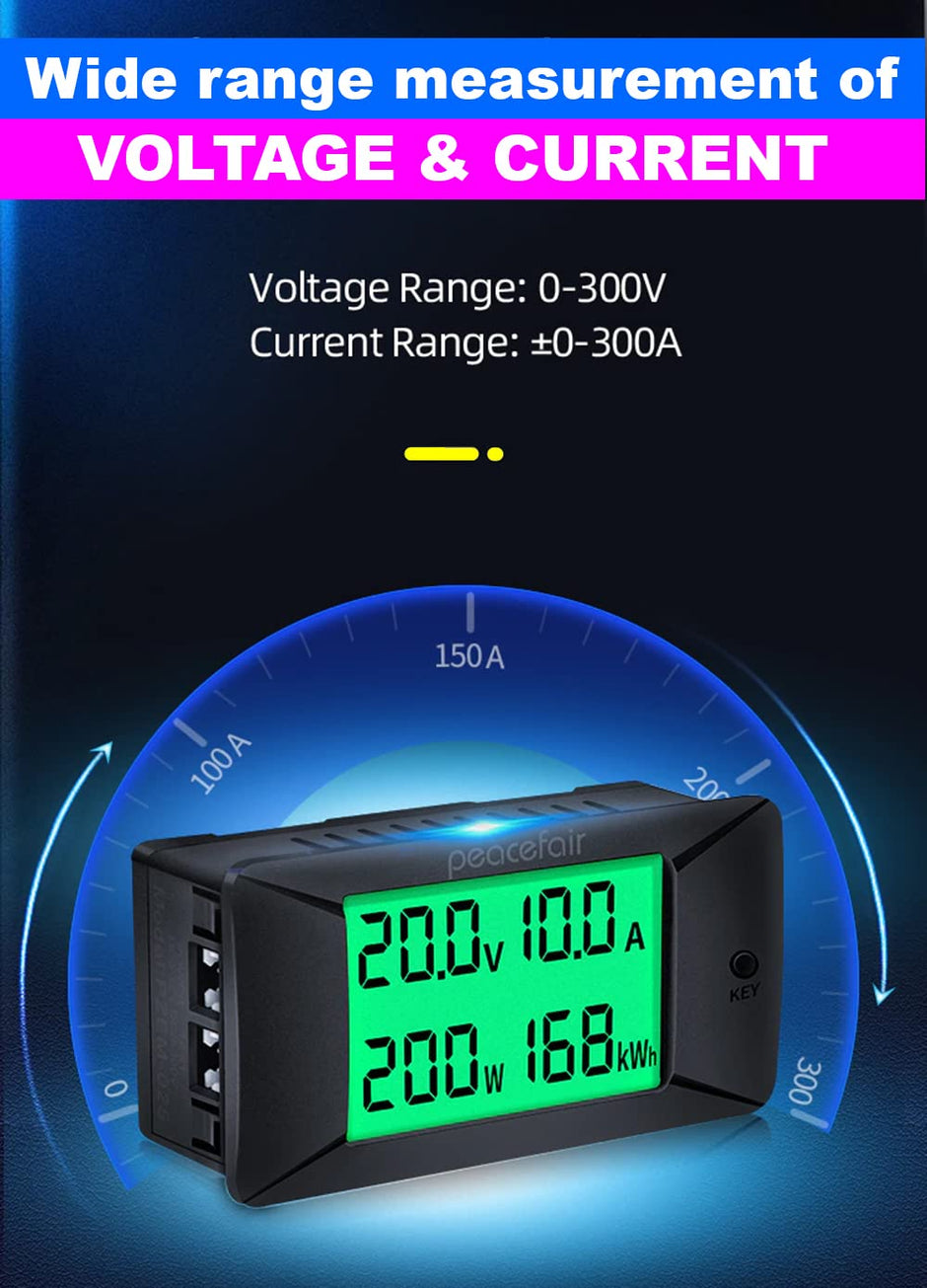 DC Energy Monitor – 300A, Bi-Directional Meter with Shunt for Voltage, Power & Monitoring amiciKart c0tmiz-hs.myshopify.com
