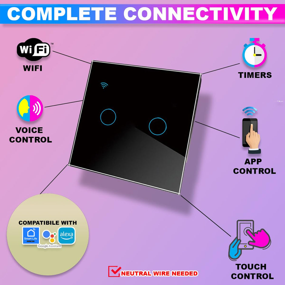 WiFi Touch Switch – 4 Gang, 230V/10A, Alexa/Google Compatible, Interlocking, SmartLife App amiciKart c0tmiz-hs.myshopify.com