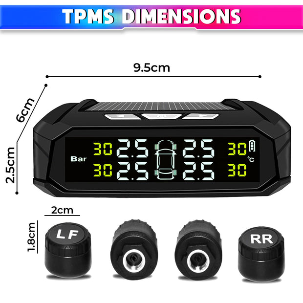 Solar Powered Car TPMS, Wireless Tyre Pressure Monitoring System with External Sensor amiciKart c0tmiz-hs.myshopify.com
