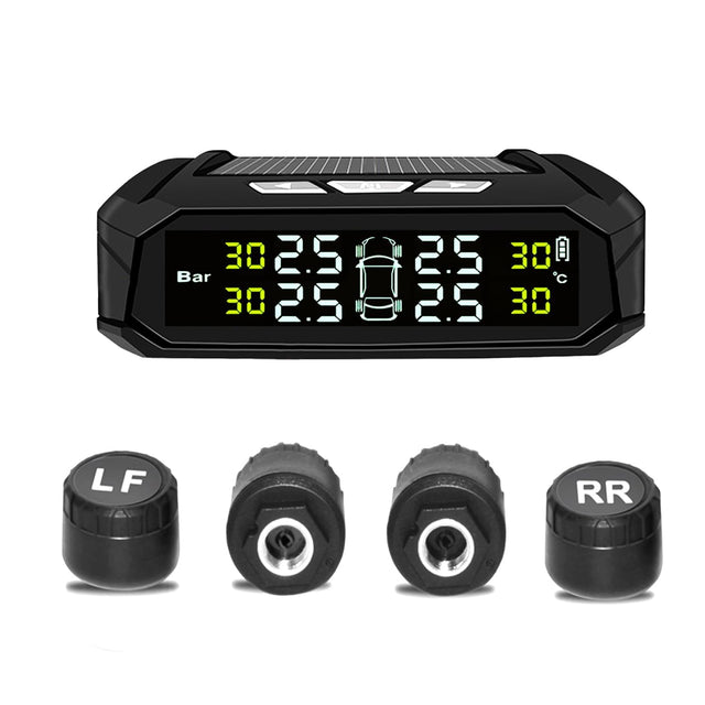 Solar Powered Car TPMS, Wireless Tyre Pressure Monitoring System with External Sensor
