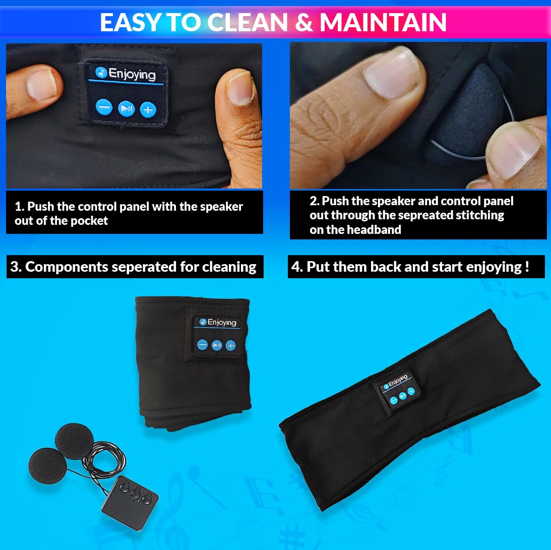 Bluetooth Headphone, Headband Speaker Perfect for Workout, Running, Insomnia, etc amiciKart