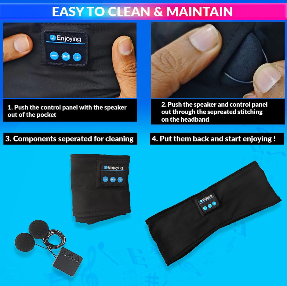 Bluetooth Headphone, Headband Speaker Perfect for Workout, Running, Insomnia, etc amiciKart