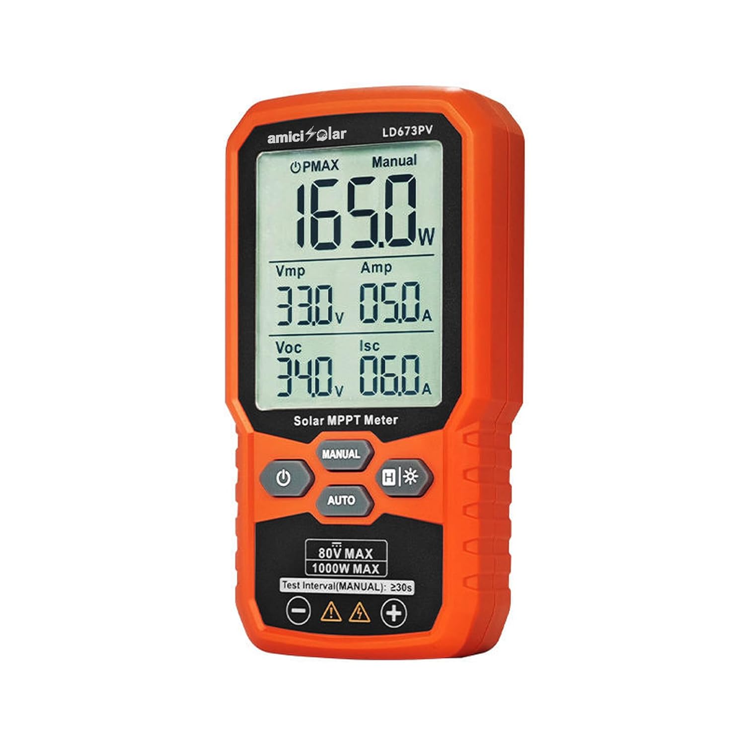 Solar MPPT Meter 12–80V DC 1000W Photovoltaic Tester with LCD Display