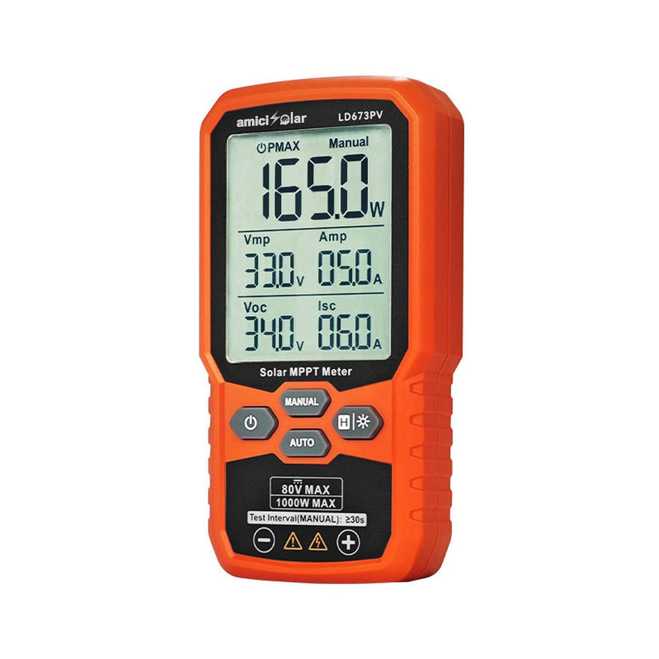 Solar MPPT Meter 12–80V DC 1000W Photovoltaic Tester with LCD Display