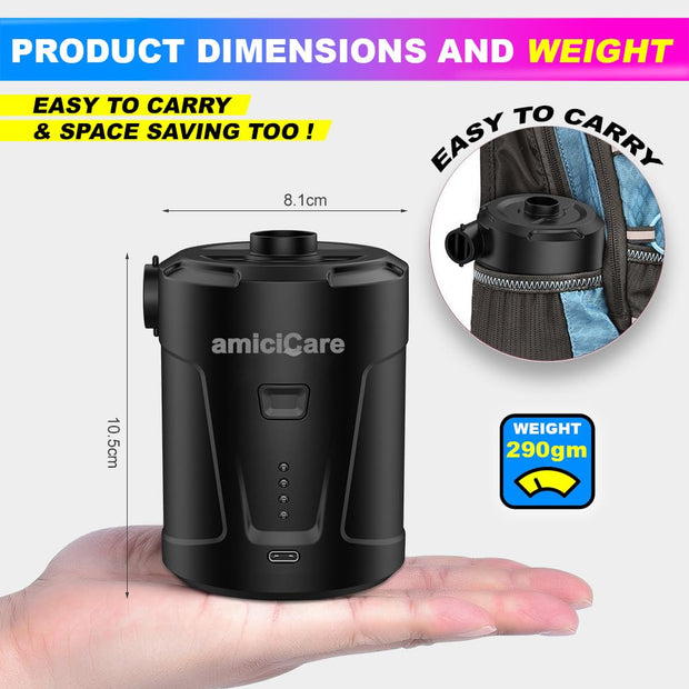 Type-C Rechargeable Inflator/Deflator with 3 Nozzles Attachments, Wireless Air Compressor amiciKart c0tmiz-hs.myshopify.com