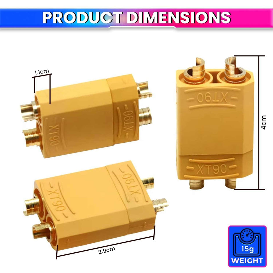 amiciTools XT60 Male & Female Plug Bullet Welding Terminal | Durable Connectors for RC Models, DIY Electronics, etc (5 Pair)