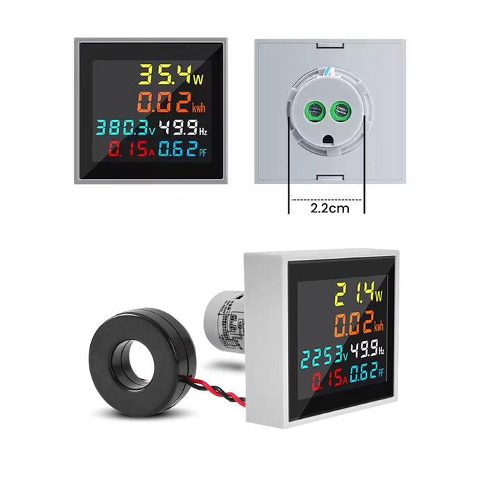 6-in-1 Digital AC Power Meter, Voltmeter, Ammeter, kWh Power Frequency 50–300V, 100A Energy Meter