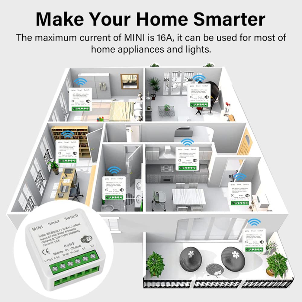 16A WiFi Smart Timer Switch | 2-Way Control | Works with Alexa, Google & Smart Life App
