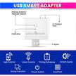 Mini USB Adapter Switch with 2 USB Ports ? Voice Assistant & SmartLife App Compatible, Timer Function for Automated Control