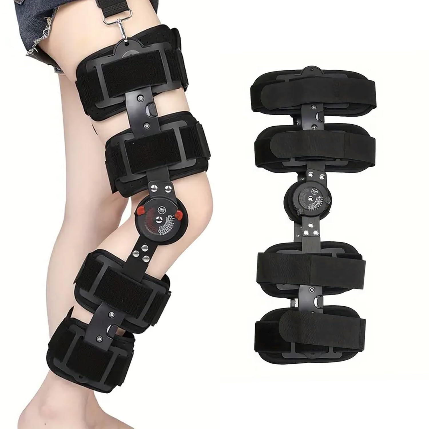 Premium Knee Support Brace- Post OP Splints Adjustable Length for Enhanced Comfort/Mobility amiciKart