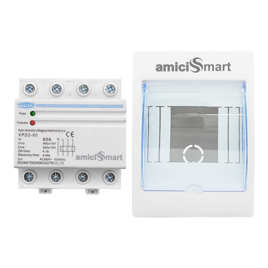 Automatic Over/Under Voltage Protector with Auto Re-Connect 4 Wire Din-Rail Mounted 3 Phase 380V, 60A amiciKart