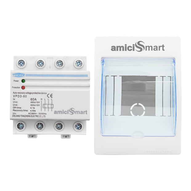 Automatic Over/Under Voltage Protector with Auto Re-Connect 4 Wire Din-Rail Mounted 3 Phase 380V, 60A amiciKart