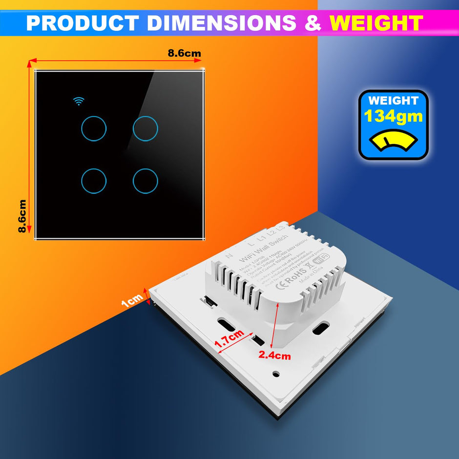 WiFi Touch Switch – 4 Gang, 230V/10A, Alexa/Google Compatible, Interlocking, SmartLife App amiciKart c0tmiz-hs.myshopify.com