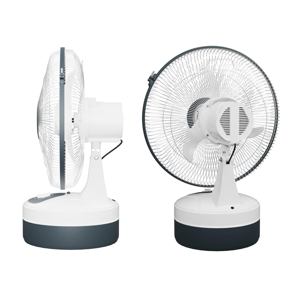 12-Inch Rechargeable Table Fan – Portable 3-Speed AC/DC Fan with 24-Hour Battery Backup
