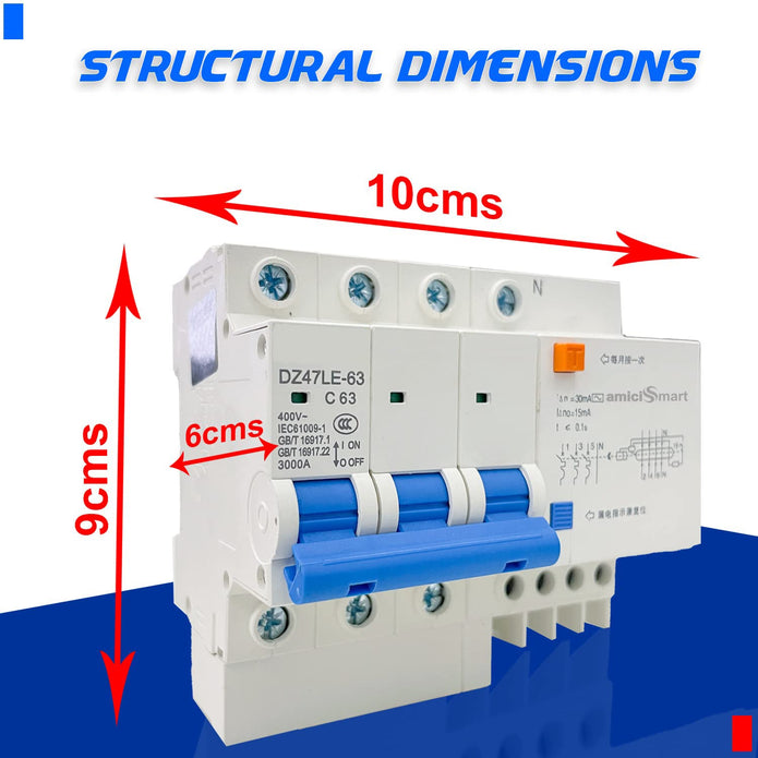 RCCB 63A Circuit Breaker with Leakage & Lightning Protection Prevent Electrical Hazard with Easy Din Rail Mount