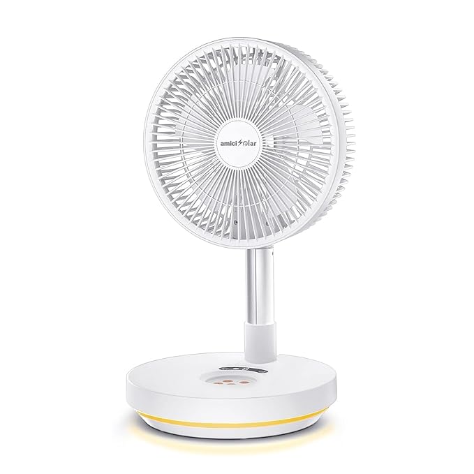 10-Inch Telescopic Rechargeable Stand Fan – 8-Speed Folding Fan with Remote & 9000mAh Battery