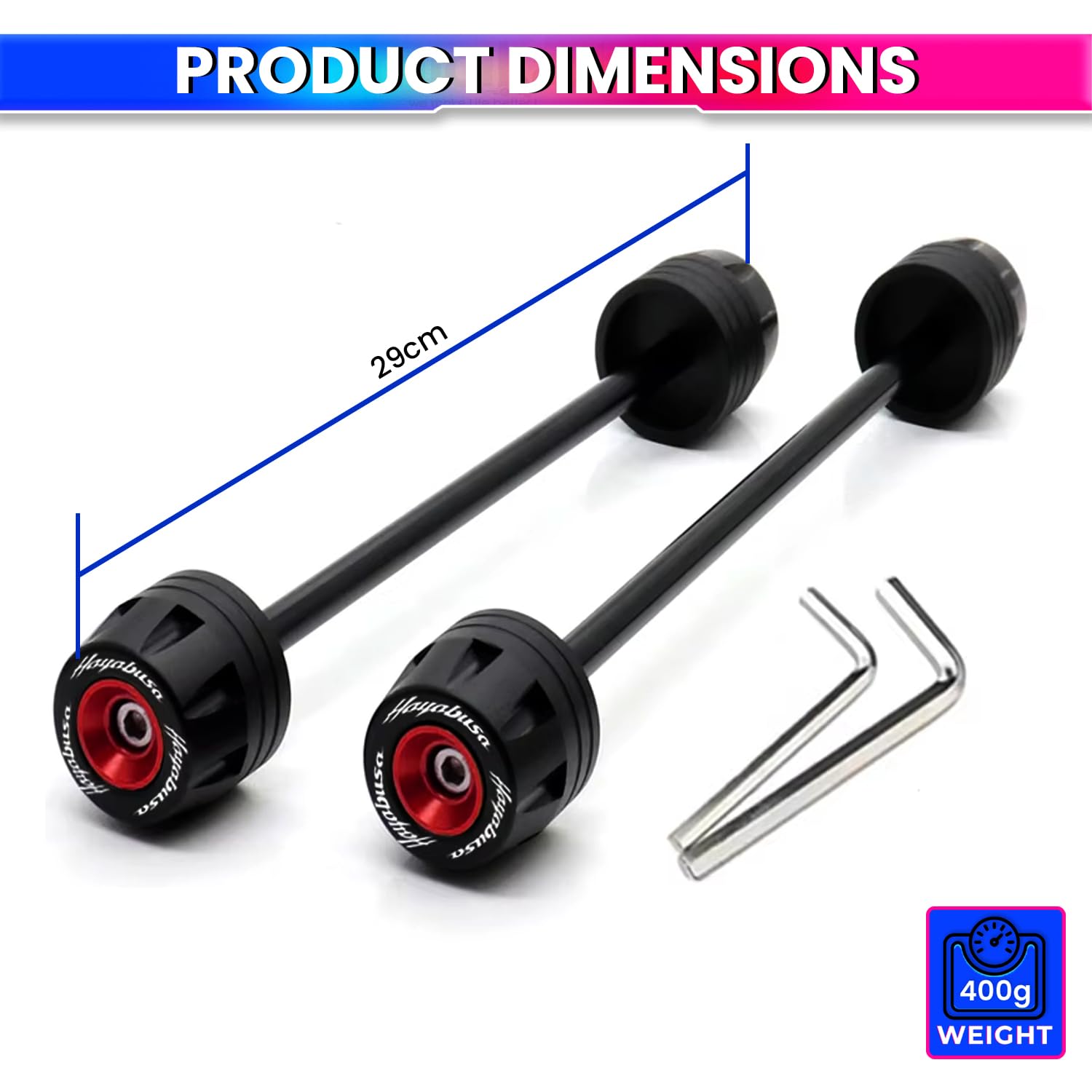 Suzuki Hayabusa, GSX1300R, Gen 2 & Gen 3 Front & Rear Axle Fork Wheel Protector Sliders – Enhanced Fall & Crash Protection