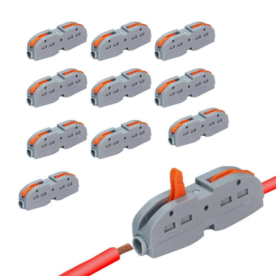 Fast Wire Clip Connector, Fixed Wire Terminal Blocks 1-to-1 Connector Pack of 10 amiciKart