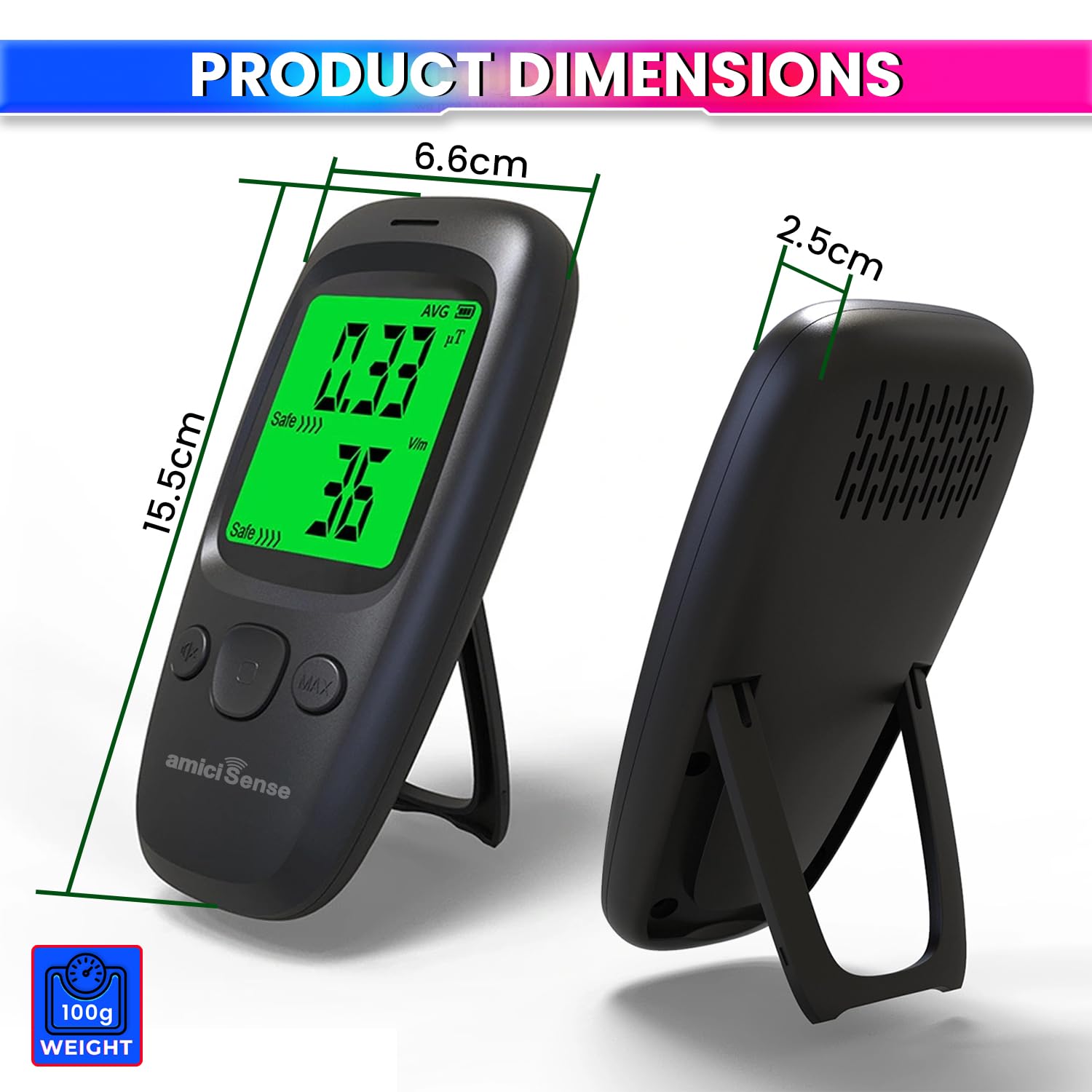 Electromagnetic Radiation Tester EMF Meter with LCD Display & Alarm with Dual Measure Electric and Magnetic Field