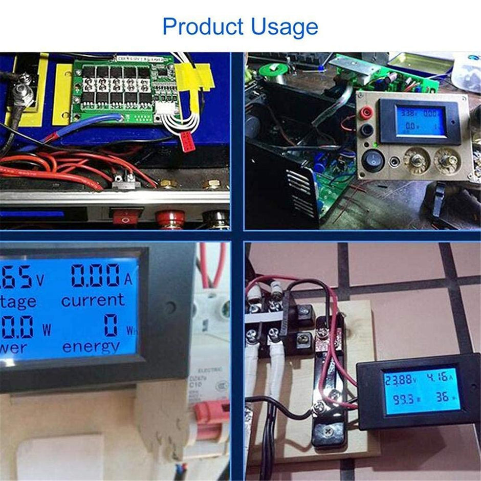DC 4-in-1 Energy Meter, 6.5–100V 20A (2kW) Power Meter with Digital Display & Blue Backlight
