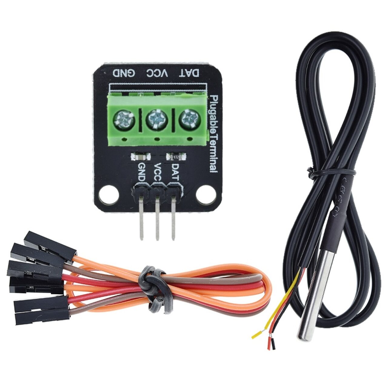 Waterproof Temperature Sensor Module Kit with Stainless Steel Probe & Terminal Adapter High-Precision Digital Sensor amiciKart