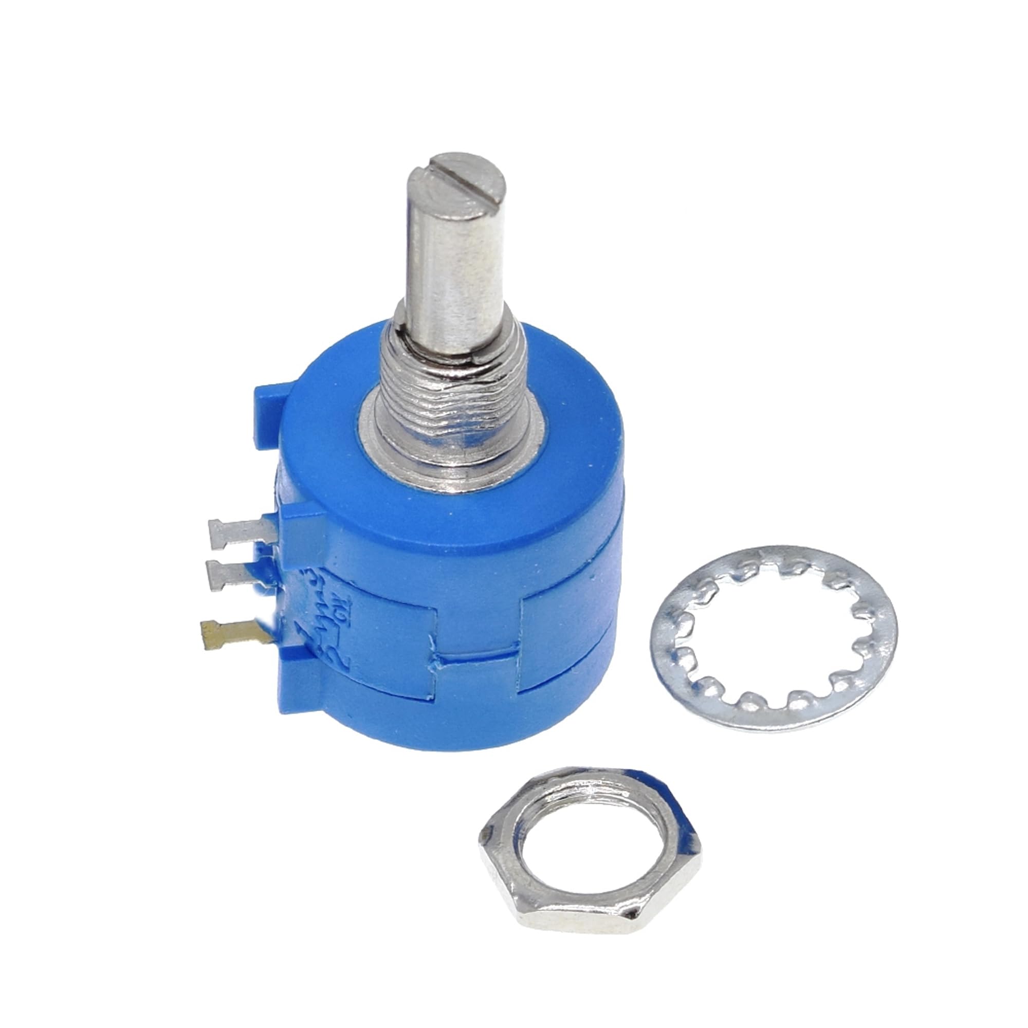 20K Ohm Precision 10-Turn Multiturn Potentiometer ±5% Tolerance, ±50ppm/°C Stability, Long-Life Metal Shaft Variable Resistor