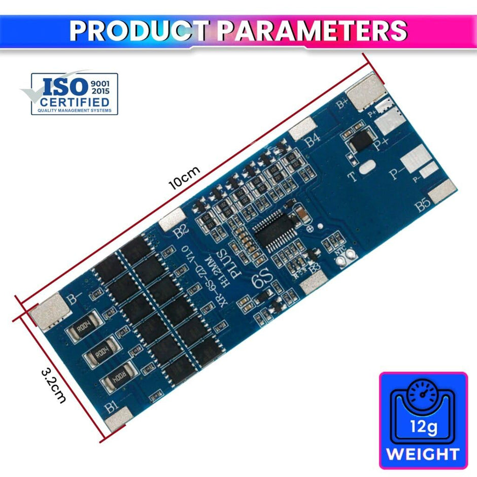Smart Battery Management System Active Balancer Board with 24V 6S 30A Heavy-Duty BMS Protection Board for Li-Ion