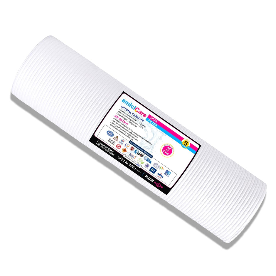 Universal 10-Inch Spun Filter for RO Water Purifier – 5 Micron Sediment Pre-Filter Cartridge