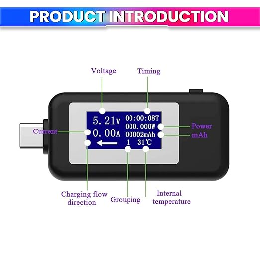 6-in-1 & 10-in-1 Digital USB-C Tester – Voltage, Current, Power, Capacity, Time & Temperature Monitor