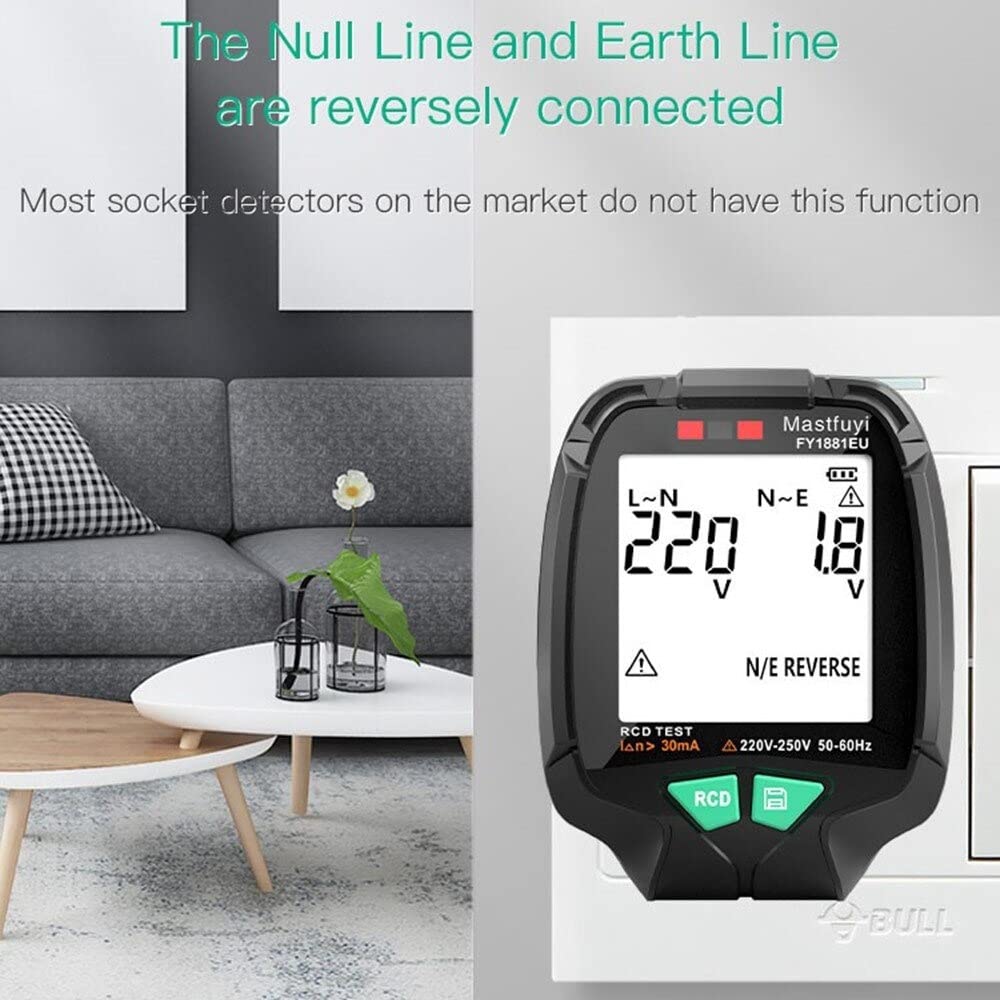 230VAC Voltage Detector Circuit Analyzer With Rcd Test,Backlit, Lcd Display And 2Xcr2032 Battery amiciKart