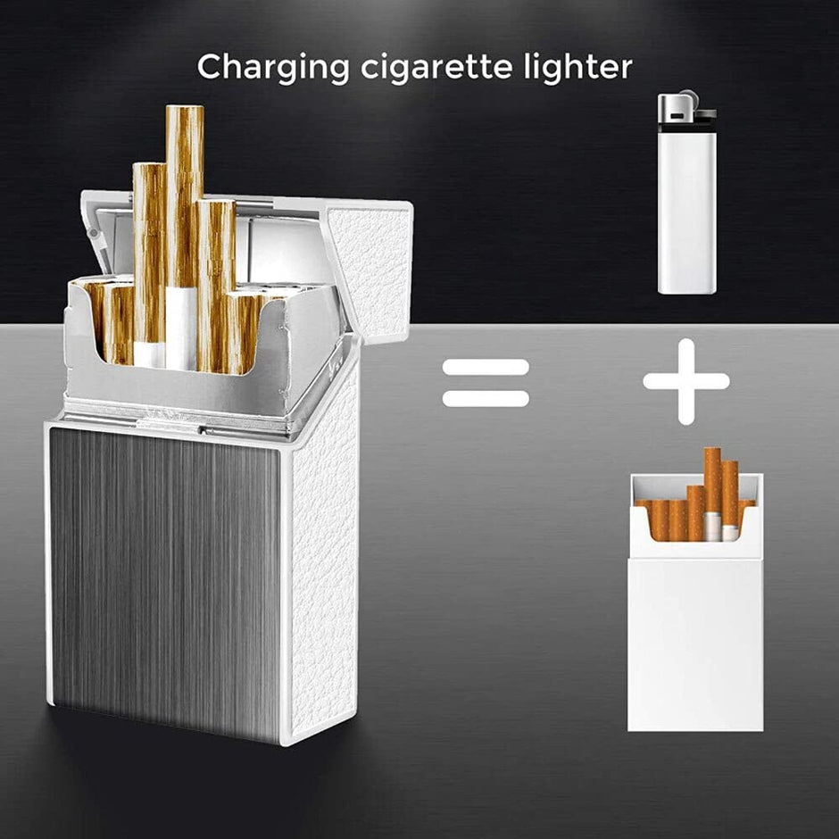 Rechargeable Cigarette Lighter with Case, USB Charging & 20-Pcs Metallic Holder
