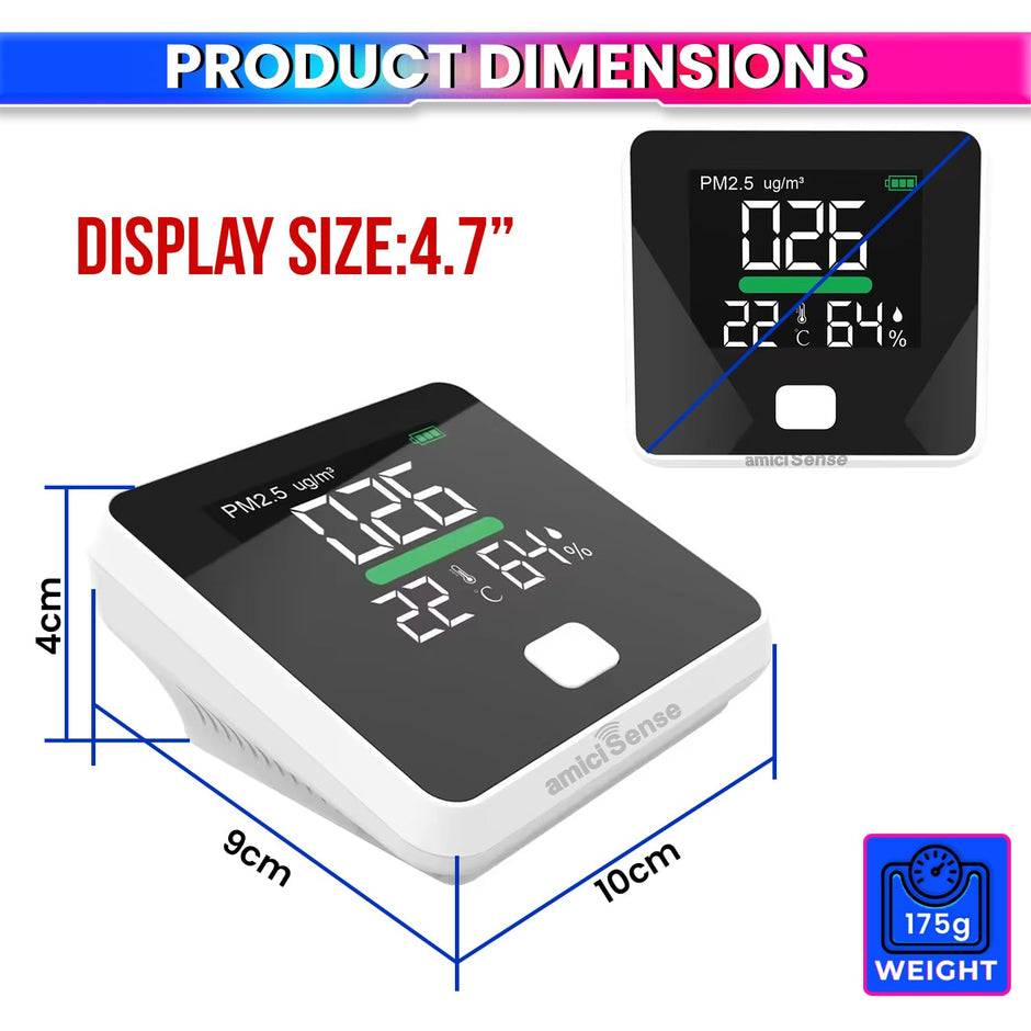 WiFi PM2.5 Air Quality Monitor – Temp & Humidity Sensor, Real-Time AQI, SmartLife App