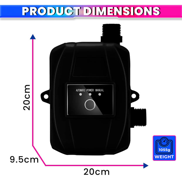 24V DC Automatic Water Booster Pump, Auto On/Off Pressure Sensor, 32L/min Flow Rate amiciKart
